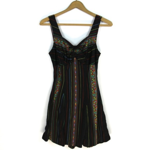 Vintage Dresses & Skirts - VINTAGE 70s striped poly skort romper dress